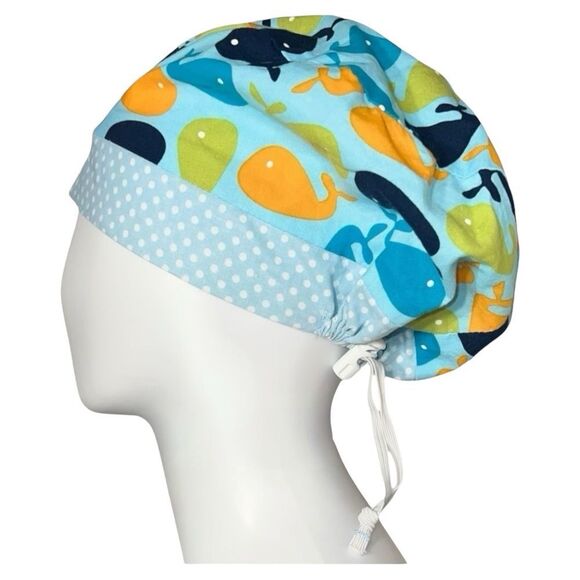 Whale/Polka Dot Contrast Euro Scrub Hat - Picture 3 of 7